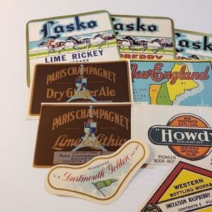 Vintage Unused Beverage Labels Paper Crafting